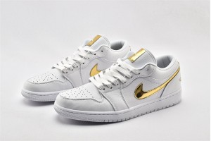 Air Jordan 1 Retro Low White Metallic Gold CZ4776 100 Womens And Mens Shoes  